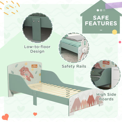 ZONEKIZ Toddler Bed Frame, Kids Bedroom Furniture for Ages 3-6 Years, Green 