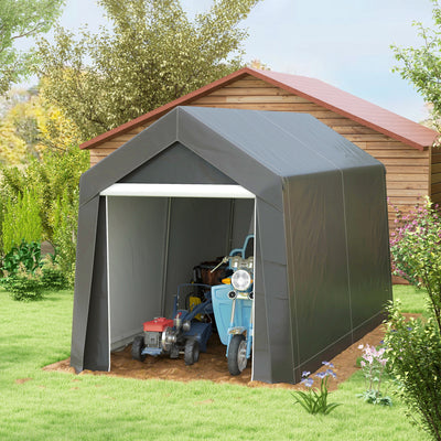 Outsunny 3.6 x 2.1m Portable Outdoor Shed, with Window - Dark Grey 