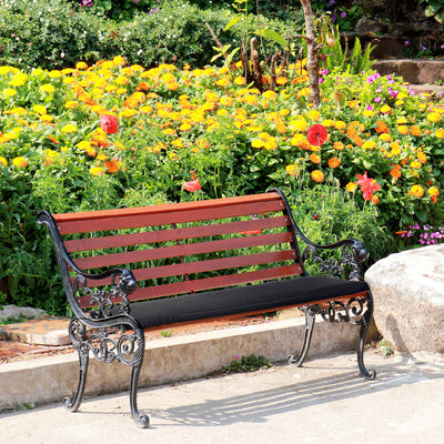 Outsunny 2-Seater Garden Bench Cushion with Ties, Swing Chair Cushion, Replacement Cushion for Outdoor Furniture, 110 x 46 cm, Black 