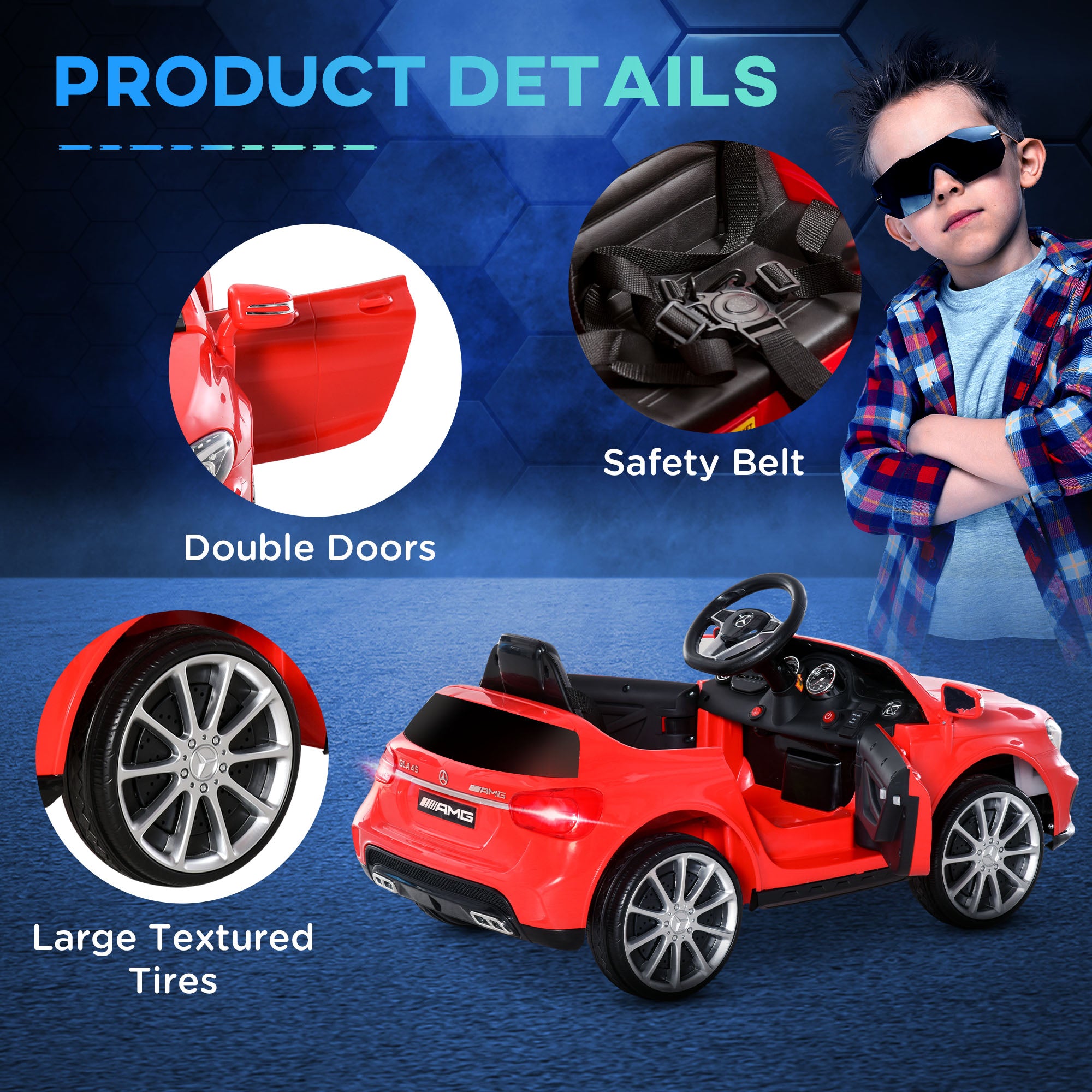 HOMCOM Kids Electric Car Kids Ride-On Car 6V Licensed Mercedes Benz-Red 