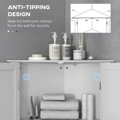 kleankin Triangle Bathroom Cabinet, Corner Bathroom Storage Unit with Adjustable Shelf and Recessed Door, Free Standing, White 
