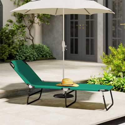 Outsunny Foldable Sun Lounger with 5-Position Adjustable Backrest, Outdoor Portable Recliner Chaise Lounge Chair, Green 