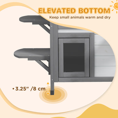 PawHut 2-Story Indoor or Outdoor Cat House W/ Escape Door, Cat Shelter, White 