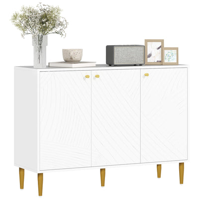 HOMCOM Elegant Two-Cupboard Sideboard - White/Gold-Tone 