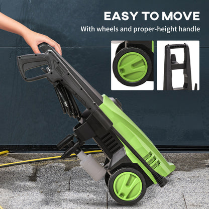DURHAND 1800W High\'c2\'a0Pressure\'c2\'a0Washer, 150 Bar Pressure, 510 L/h Flow, High-Performance Portable Power Washer Jet Wash Cleaner with 6M Hose, Snow Foam Bottle for Garden, Car, Furniture, Green