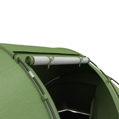Outsunny 4-6 Man Camping Tent w/ Two Bedroom, Hiking Sun Shelter, UV Protection Tunnel Tent, Dark Green 
