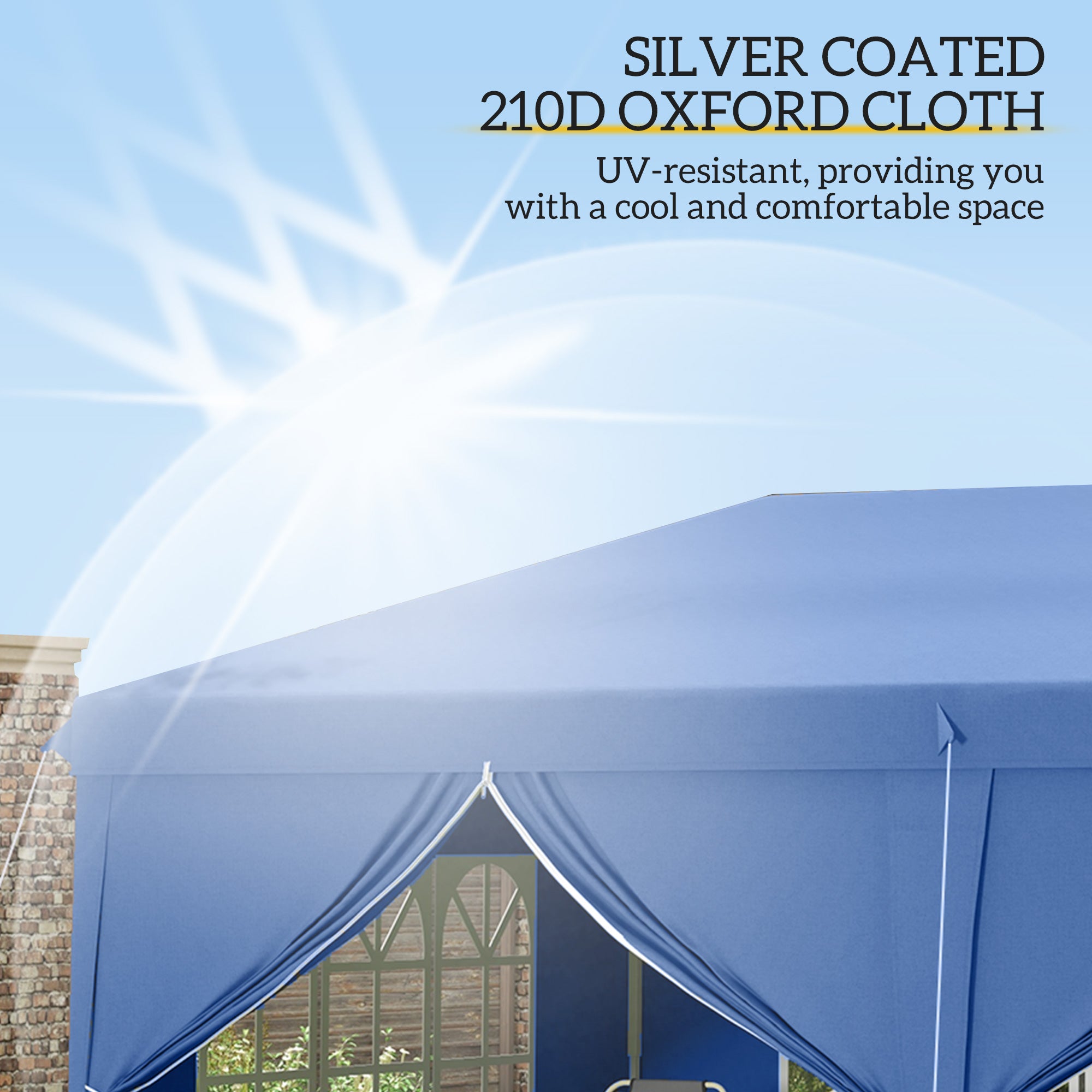 Outsunny 3 x 6 m Pop Up Gazebo with Sides and Windows, Height Adjustable Wedding Camping Party Tent Canopy Marquee with Storage Bag for Garden, Event, Blue