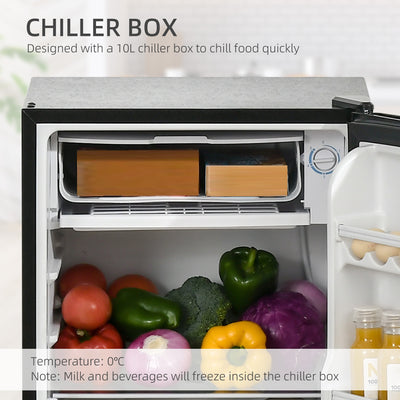 HOMCOM 91 Litre Freestanding Under Counter Fridge Freezer, Small Fridge with Chiller Box, Adjustable Thermostat, 47.5cm Wide, Black 