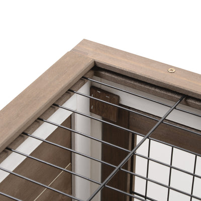 PawHut Two-Tier Rabbit Hutch Pet Cage, with Wheels - Brown 