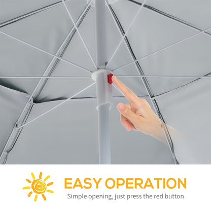 Outsunny 2m UV Protection Fishing Beach Umbrella Brolly Shelter w/ Side Panel Tent Green 