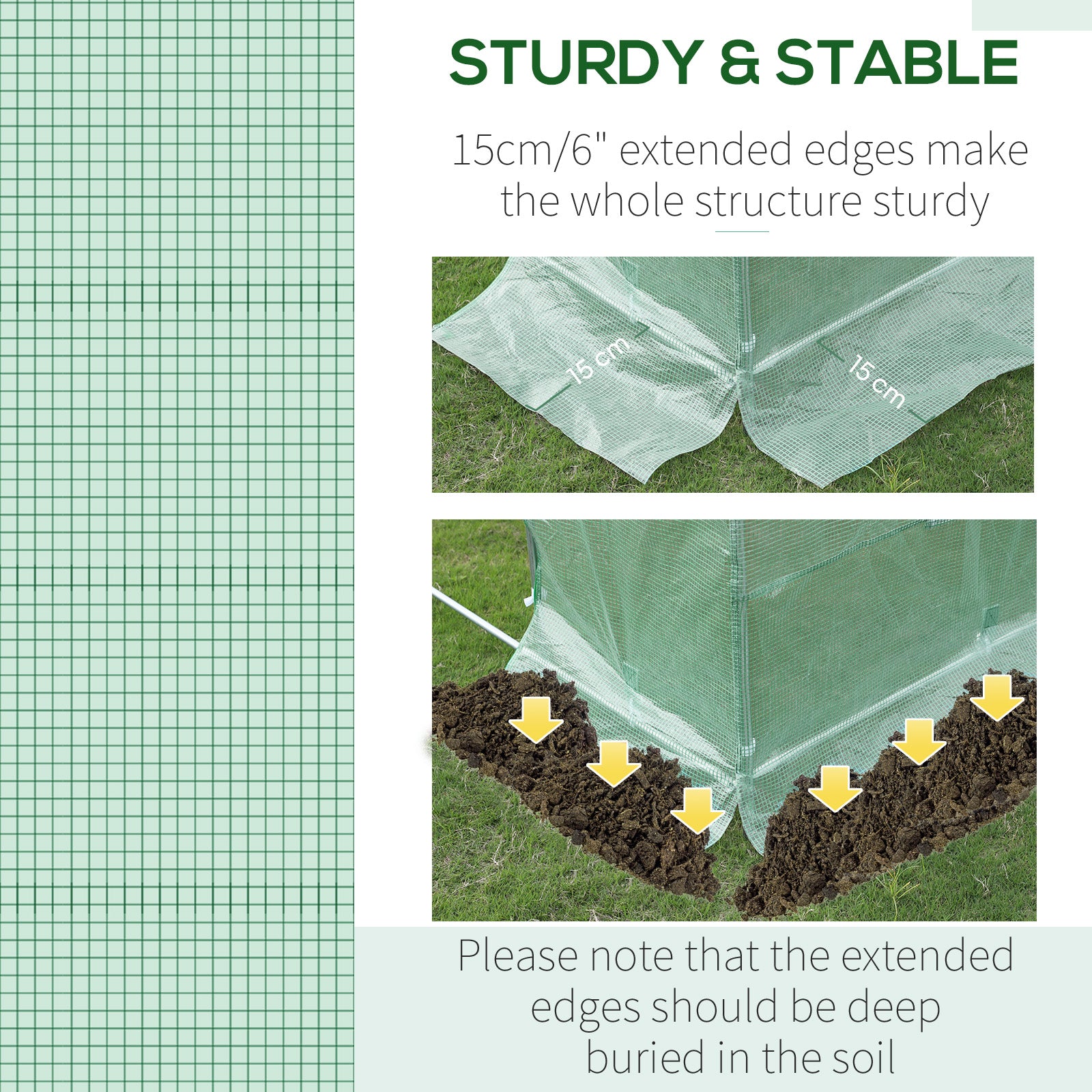 Outsunny 3 x 2 x 2m Greenhouse Replacement Cover ONLY Winter Garden Plant PE Cover for Tunnel Walk-in Greenhouse with Roll-up Windows Door Outdoor, Green 
