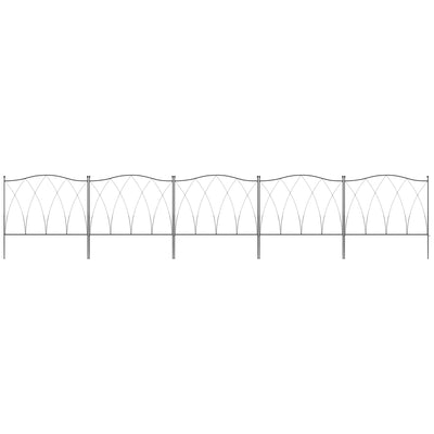 Outsunny Set of Five 61.5cm Decorative Metal Fence Panels - Black 