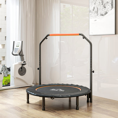 HOMCOM 45" Foldable Mini Fitness Trampoline, with Adjustable Foam Handle, Orange 