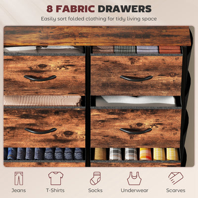 HOMCOM Chest of Eight Fabric Drawers - Rustic Brown 