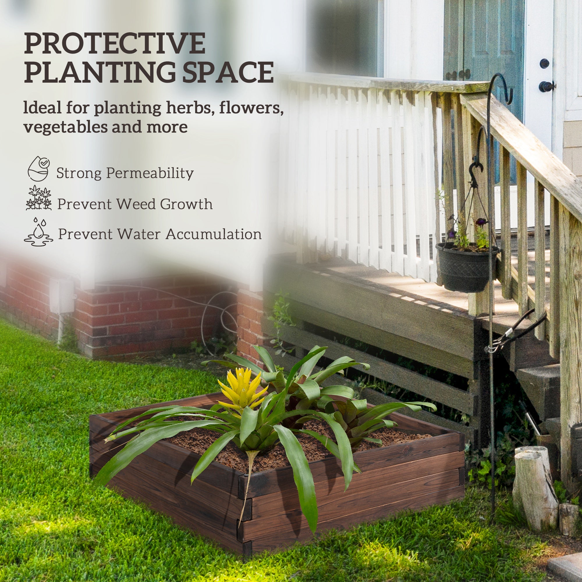 Outsunny 128L Wooden Raised Beds for Garden Planter Grow Containers For Outdoor Patio Plant Flower Vegetable 80L x 80W x 22.5H cm 