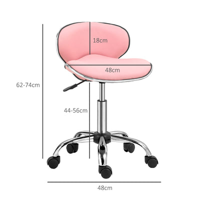 HOMCOM Adjustable Rolling Swivel Beauty Salon Chair, Stool for Spa, Pink 