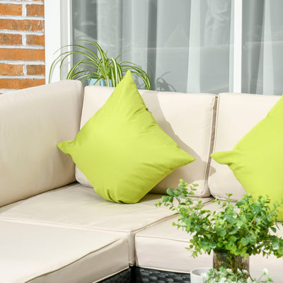 Outsunny 8 Pieces PE Rattan Corner Sofa Set, Outdoor Garden Furniture Set, Patio Wicker Sofa Seater w/ Cushion, Washable Cushion Cover & Tempered Glass Table, Black 
