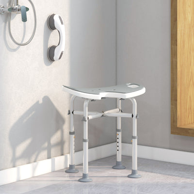 HOMCOM 39-51.5cm 'U' Seat Padded Shower Stool - Grey 