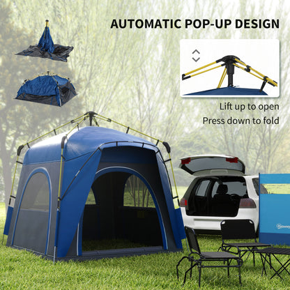 Outsunny 4 Person Automatic Camping Tent, Outdoor Pop Up Tent, Portable Backpacking Dome Shelter, Grey 