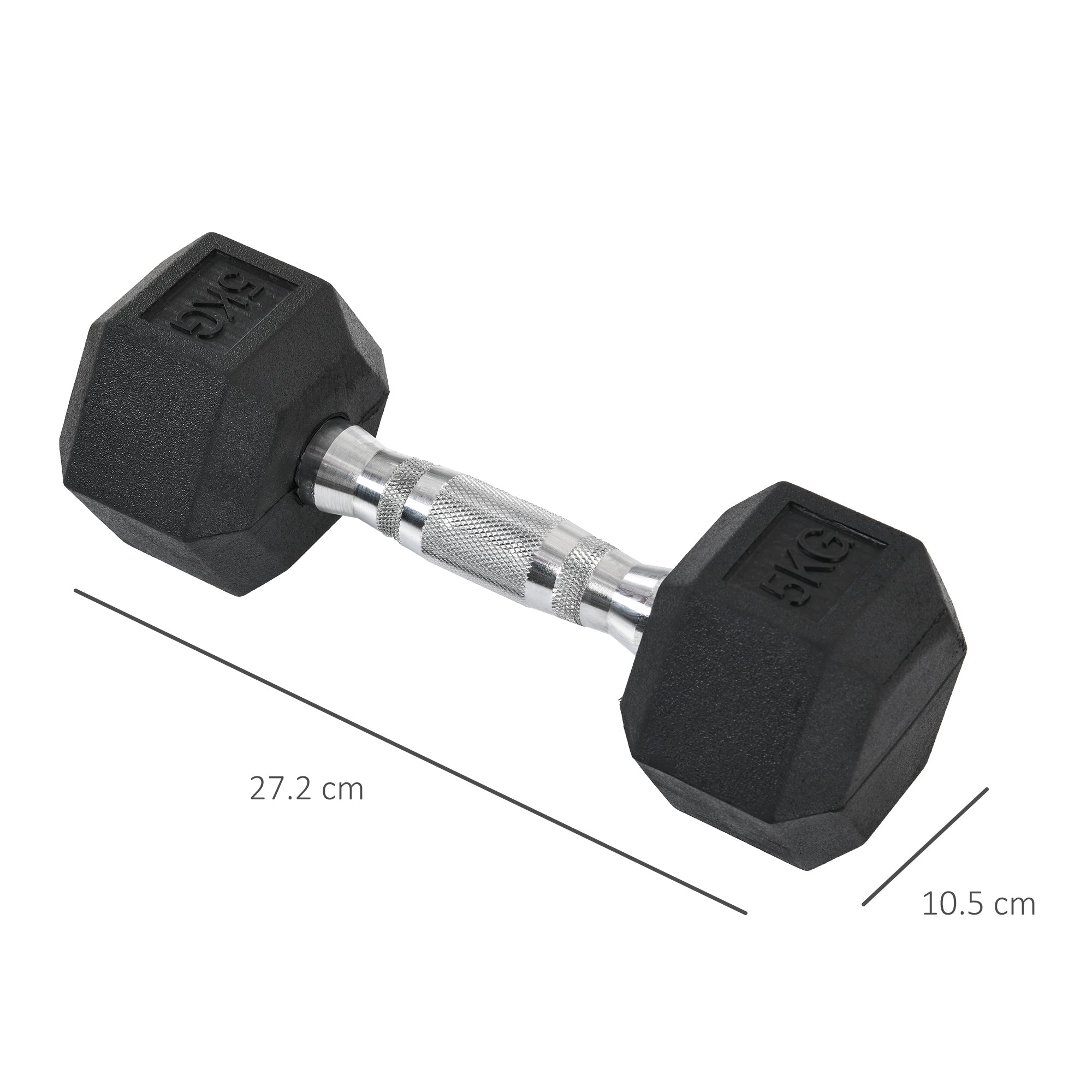 HOMCOM 2x5kg Rubber Dumbbell Sports Hex Weights Sets Gym Fitness Lifting Home 