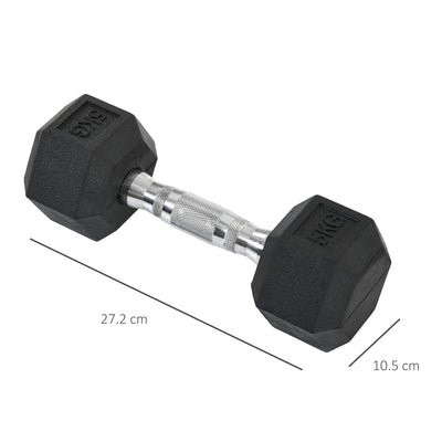 HOMCOM 2x5kg Rubber Dumbbell Sports Hex Weights Sets Gym Fitness Lifting Home 