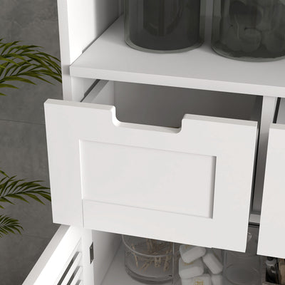 kleankin Three-Part Bathroom Storage Unit, with Shelf, Drawers & Cupboard - White 