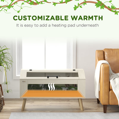 PawHut 140L Vivarium for Snakes, Lizards, Horned Frogs, Chameleons, Hamsters, Gerbils with Tempered Glass Windows 