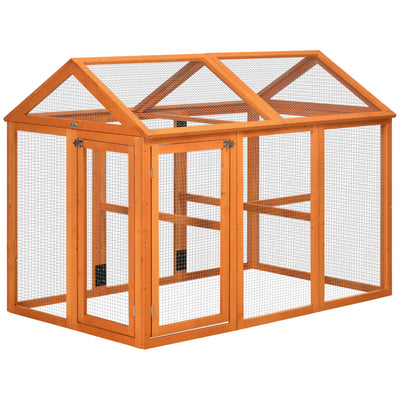 PawHut Large Chicken Run, Wooden Chicken coop, with Combinable Design - Wood Effect 
