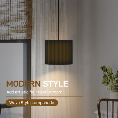 HOMCOM Linen Pendant Light, Modern Wave Ceiling Light Shade, E27 Lampshade for Living Room, Bedroom, Kitchen, Hallway, Black 