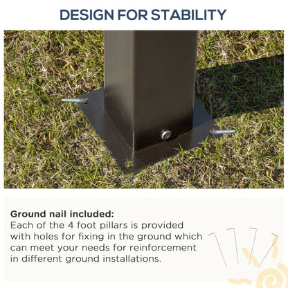 Outsunny 3 x 3.6m Hardtop Gazebo Canopy with Polycarbonate Roof Garden Pavilion with Removable Curtains and Steel Frame, Brown 
