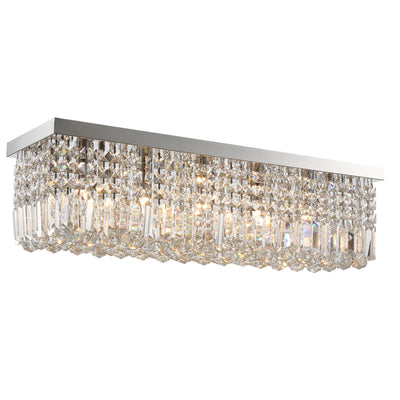 HOMCOM Modern Crystal Ceiling Light Square Crystal Chandelier for Living Room, Dining Room, Hall, E14 Base, Silver, 80 x 25 x 23cm 