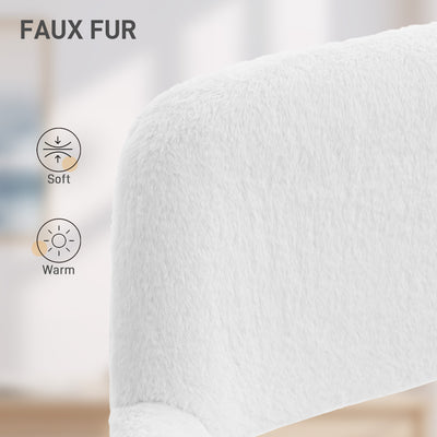 HOMCOM Faux Fur Rabbit Chair - Cream White 