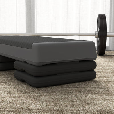SPORTNOW Fitness Stepper, 3-Height Adjustable Aerobic Step, Non-Slip Exercise Step Board for Home Gym Office Workout, 10.5cm, 15.5cm, 20.5cm, Grey 
