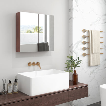 kleankin Double Door Bathroom Mirror Cabinet, Wall Mounted Bathroom Storage Cabinet, Soft Closing, 63L x 60Hcm 