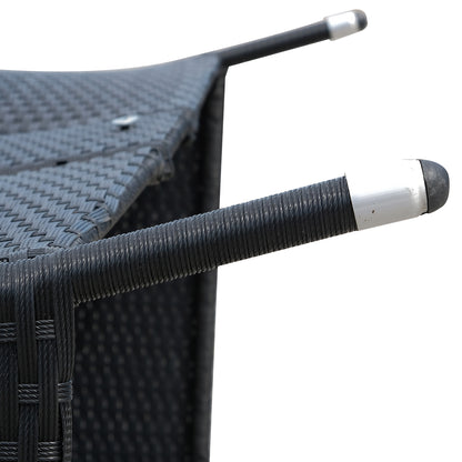 Outsunny 2 Seater Rattan Campanion Chair Wicker Loveseat Outdoor Patio Armchair with Drink Table Garden Furniture - Black 