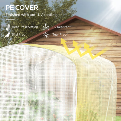 Outsunny Polytunnel Greenhouse Walk-in Grow House with UV-resistant PE Cover, Door and Galvanised Steel Frame, 2 x 2 x 2m, White 