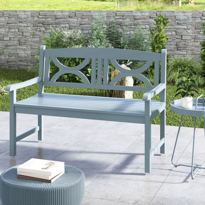 Outsunny 2-Seater Wooden Garden Bench Outdoor Patio Loveseat for Porch, Grey 