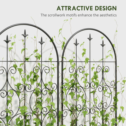 Outsunny Set of 2 Metal Garden Trellis, Decorative Trellis Panels for Climbing Outdoor Plants, Vegetables, Vines, Flowers, 150 x 50 cm, Scrollwork Design 