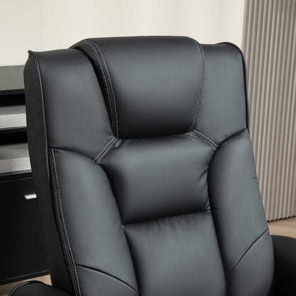 HOMCOM Faux Leather Manual Recliner and Footstool Set - Black 