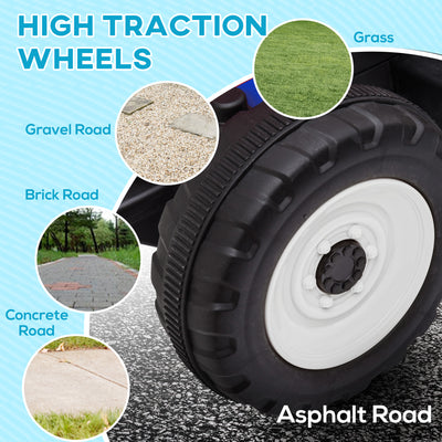 HOMCOM Ride On Tractor, Battery Powered Electric Car, with Detachable Trailer, Remote Control, Music - Blue 