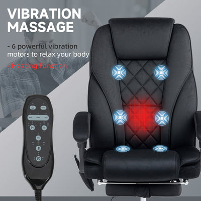 Vinsetto Massage Office Chair, Heated Reclining Computer Chair with Adjustable Height and Footrest, Black 