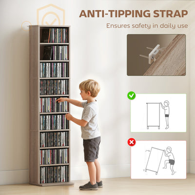 HOMCOM 260 Narrow CD Storage Unit - Natural Wood Finish 