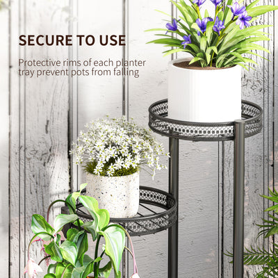 Outsunny Four-Tier Steel Plant Stand - Black 