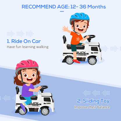 HOMCOM Compatible Kids Ride On Car Truck Mercedes Benz Licensed Toddler Foot To Floor Slider w/Under Seat Storage for 12 - 36 Months White 