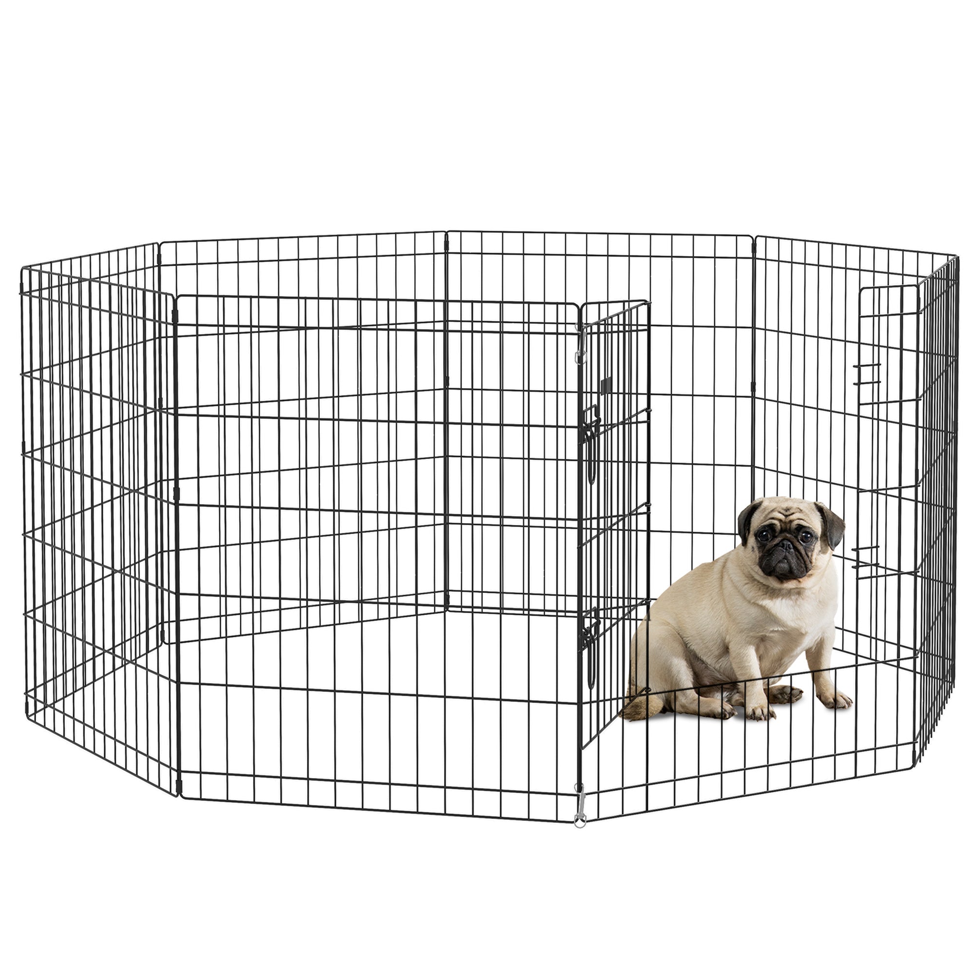 PawHut 8 Panel DIY Dog Pen with Door, for Dogs, Small Animals, Indoor/Outdoor Use, 76cm High 
