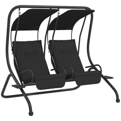 Outsunny Two-Seat Garden Swing Chair, with Protective Canopy - Black 