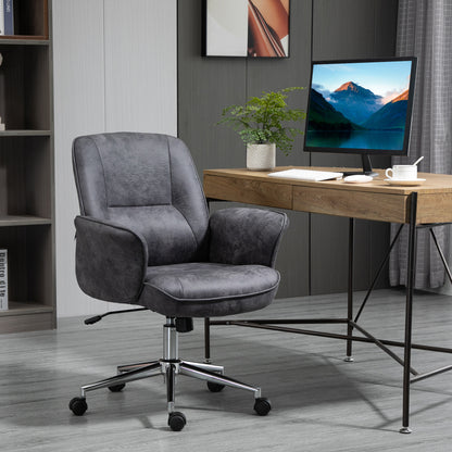 Vinsetto Swivel Computer Office Chair Mid Back Desk Chair for Home Study Bedroom,  Charcoal Grey 