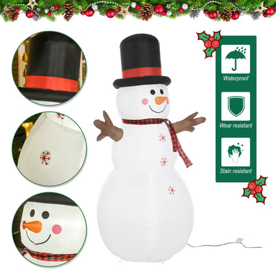 HOMCOM 6ft Giant Inflatable Snowman Christmas Decoration w/ LED Lights Accessories Cute Family Fun Seasonal Outdoor Indoor 