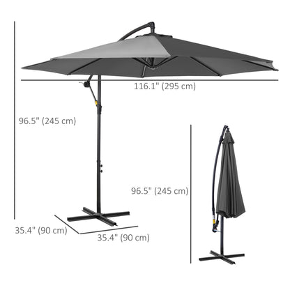 Outsunny Cantilever Umbrella Parasol Hanging Banana Steel Dark Grey 3M Patio 