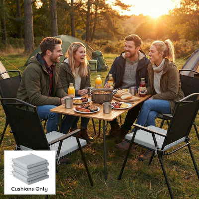 Outsunny Set of 6 Outdoor Seat Cushions with Machine Washable Cover, Water Repellent Seat Cushions Light Grey 